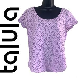 Aritzia Talula Purple Short Sleeve Lilac Lace Blouse Size M